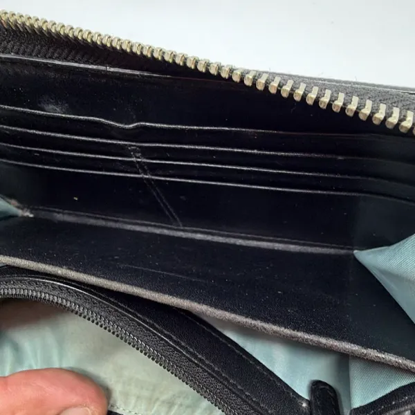 Coach Signature C Zip Around Black Canvas Leather Wallet - Image 8