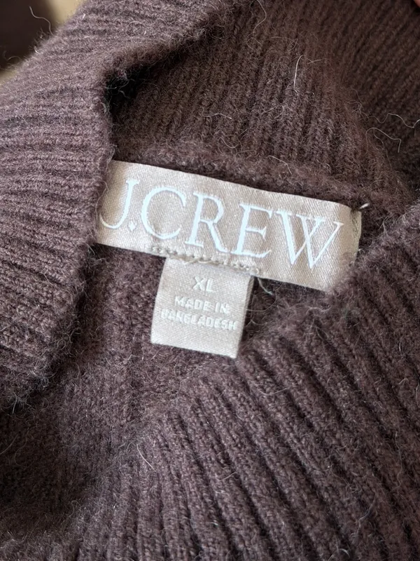 J CREW Ribbed Mockneck Sweater in Supersoft yarn Size XL Brown Knit BM209 - Image 3