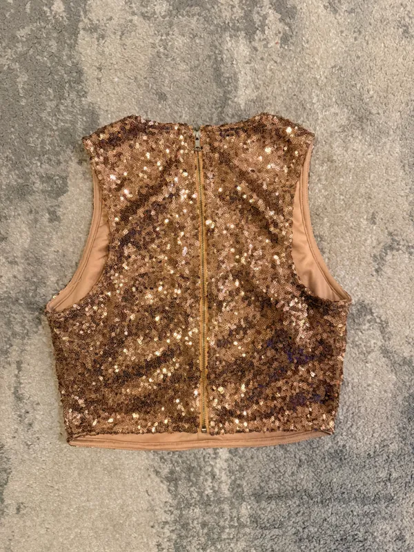 Privy Rose Gold Sequin Crop Top - Image 3