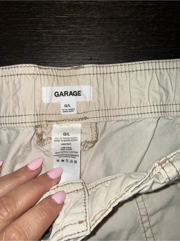 Garage Extreme Baggy Low Rise Cream Waist Cargo Shorts Size L - Image 3