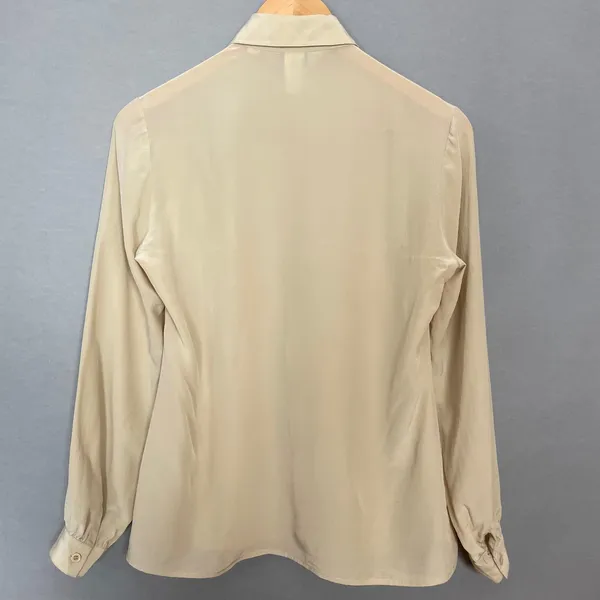 Vintage Nordstrom Silk‎ Blouse Cream Women Button-Up Long Sleeve Top Hong Kong - Image 2
