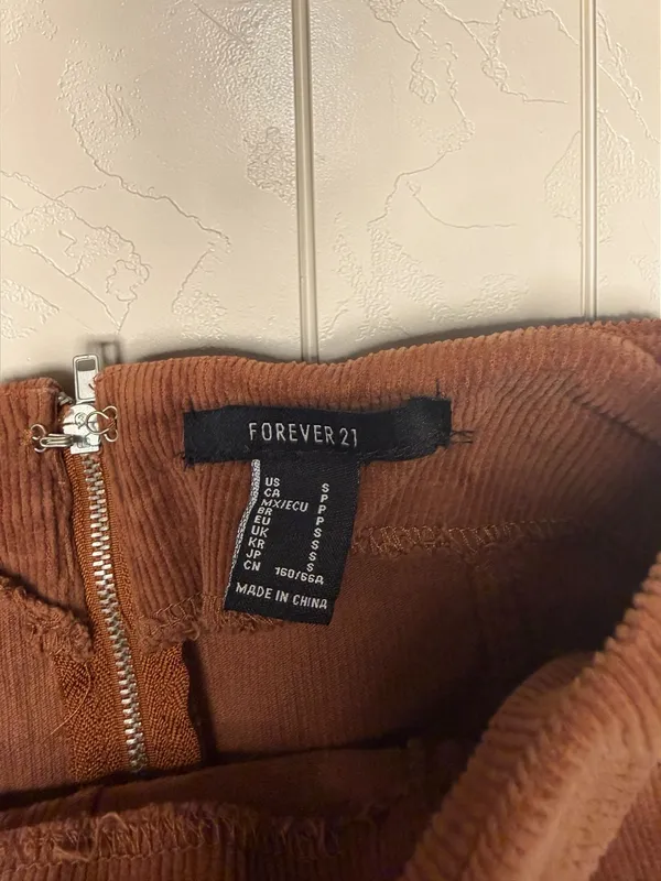 Forever 21 Brown‎ Corduroy Back-Zip Mini Skirt Small - Image 3