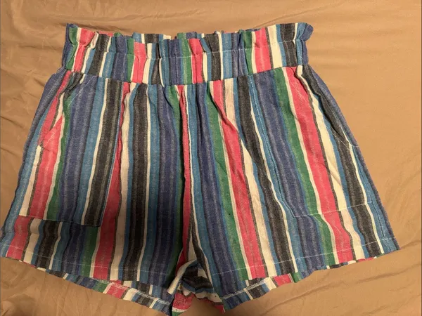 SHEIN Striped Blue Pink Green Multi-Color Women's Shorts Set - Image 2