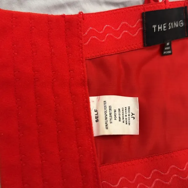 The SANG Red Faux Leather Bustier Top Sz M - Image 6