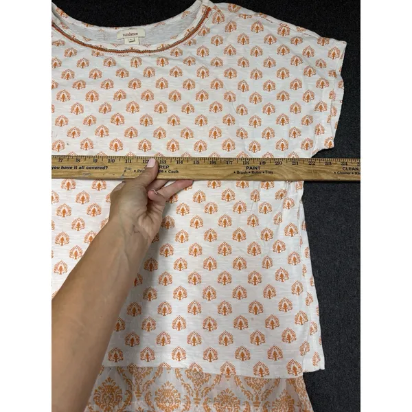 Sundance Women's Top Tree Pattern Split Back Short Sleeved T-Shirt Tank L - Image 7