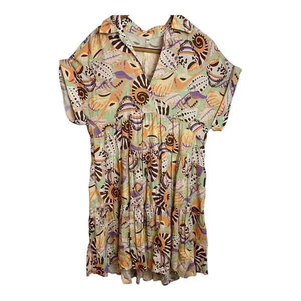 Uncle Frank Unique Print Collared Short Sleeve Tiered Mini Dress. ‎ S /M - Image 6