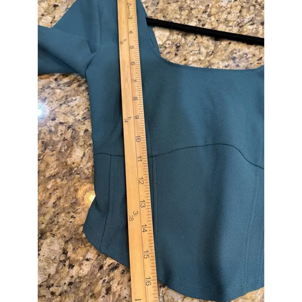 Abercrombie & Fitch Women Green Corset Long Sleeve Crop Top Square Neck Size XS - Image 8