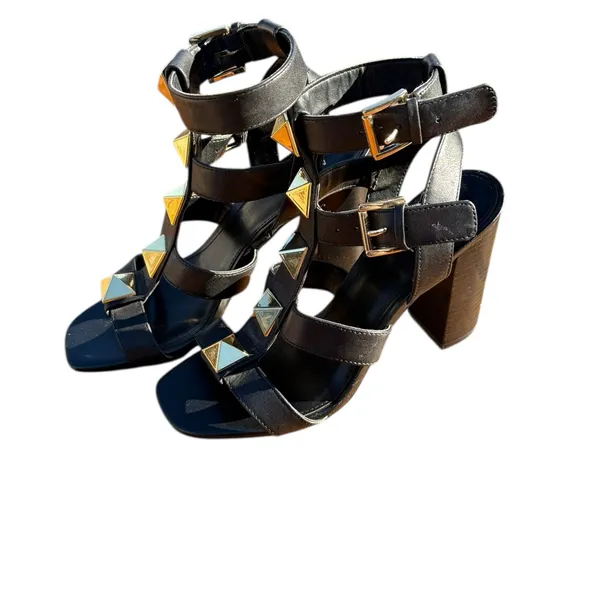 Michael Kors Wren Studded Leather Pyramid Block-heel Gladiator Sandals Sz‎ 5.5 - Image 2