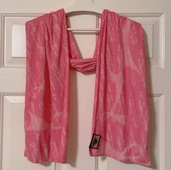 Vintage! Pink Harley Davidson Scarf Breast Cancer Awareness Infinity Scarf No One Rides Alone - Image 2