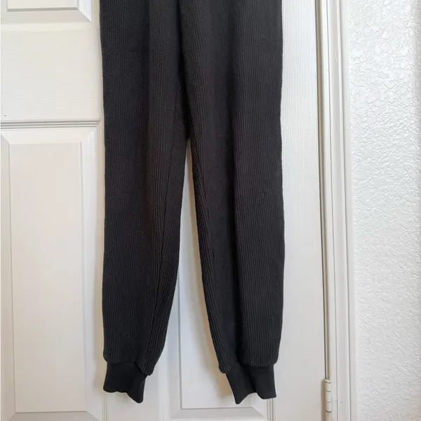 L*Space Black Coastin' Jumpsuit Ribbed Long Sleeve Black Lounge Size Large L - Image 4