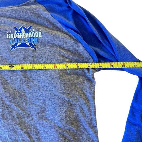 Baseball Raglan Fraternity Pi Kappa Phi Tee Shirt Blue Gray 3/4 Sleeve Medium - Image 3