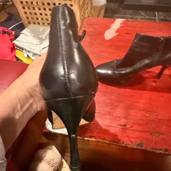 Via Spiga Black Leather Ankle Booties with Side Zip - Image 6