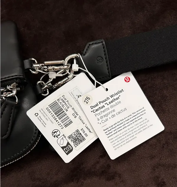 Lululemon Dual Pouch Wristlet Black Leather - Image 3