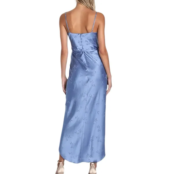 NWOT Lulus Sophisticated Sight Periwinkle Satin Jacquard Cowl Midi Dress XXL - Image 3