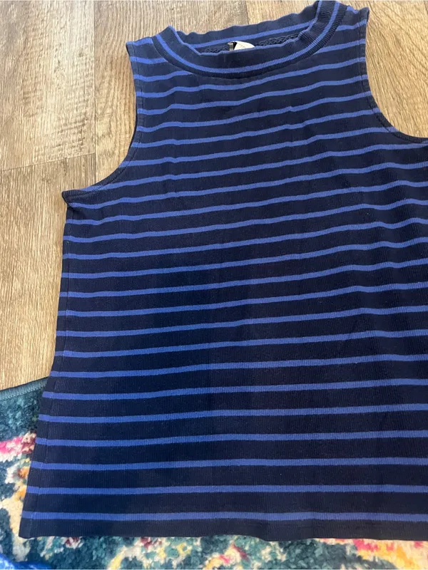 Anthropologie postmark navy striped top L - Image 7