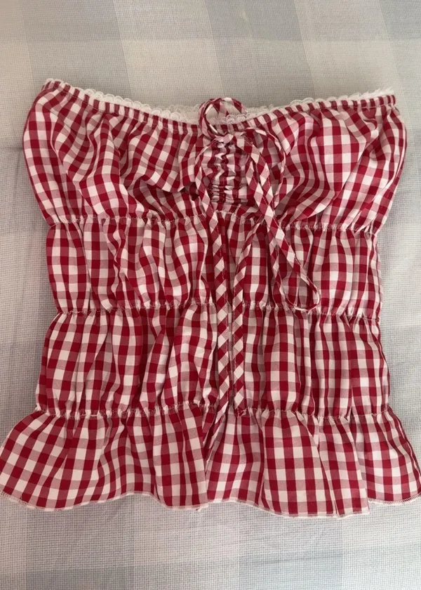 Boutique Gingham Top Red - Image 2