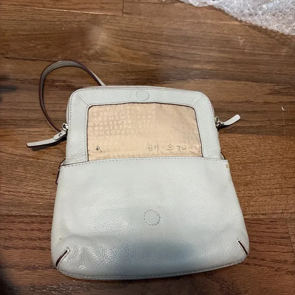 Kate‎ Spade Crossbody Bag Pebbled Leather Gray Zipper Flap Small Preppy Chic - Image 10