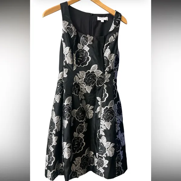 Prabal Gurung jacquard black floral minidress w pockets - Image 2