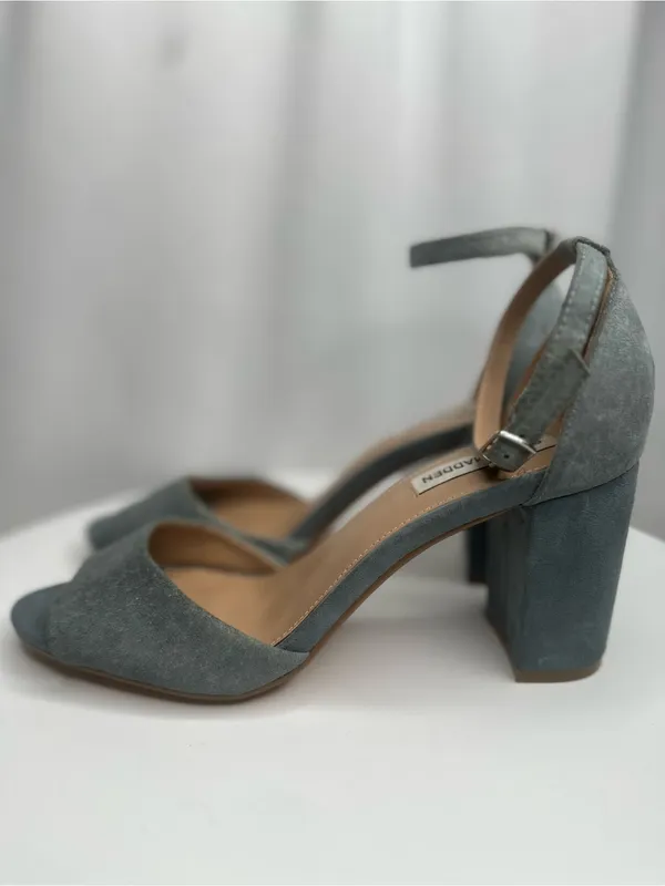 Steve Madden Mirna Gray Suede Ankle Strap Block Heel Sandals 8.5(SH126) - Image 2