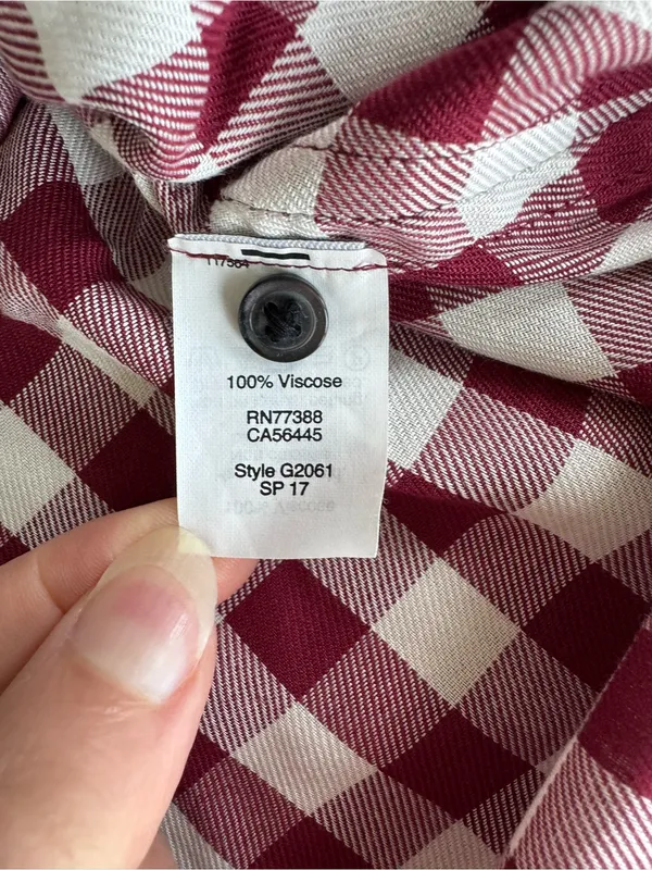 Madewell Central Drapey Top in Red and White Gingham Check Sz XS - Image 5