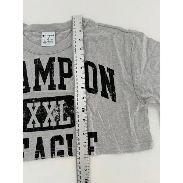 Champion Womens Crop Top Small Gray Varsity Graphic Athletic Streetwear NWT - Image 4