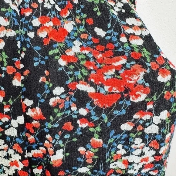 Lulus Ditsy Floral Dark Off‎ the Shoulder Smocked Bodice Midi Dress Milkmaid Med - Image 7