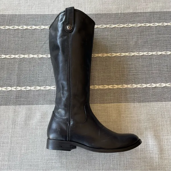 Frye Melissa Button Inside Zip Boots Black Riding Boots Women’s Size 6 - Image 11