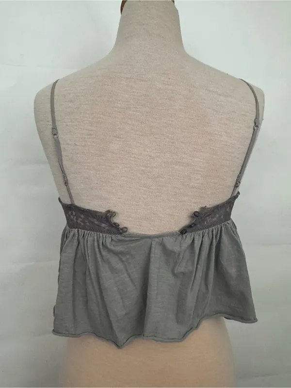 American Eagle Y2K 90’s lace babydoll top spaghetti’s strap gray lace small - Image 2