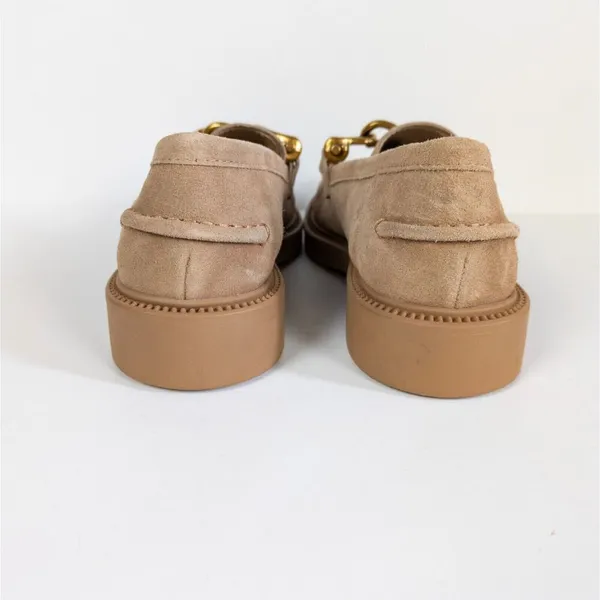 STEVE MADDEN Tan Suede Karmine Chunky Chain Loafer Leather Slip On Women's 6 - Image 4