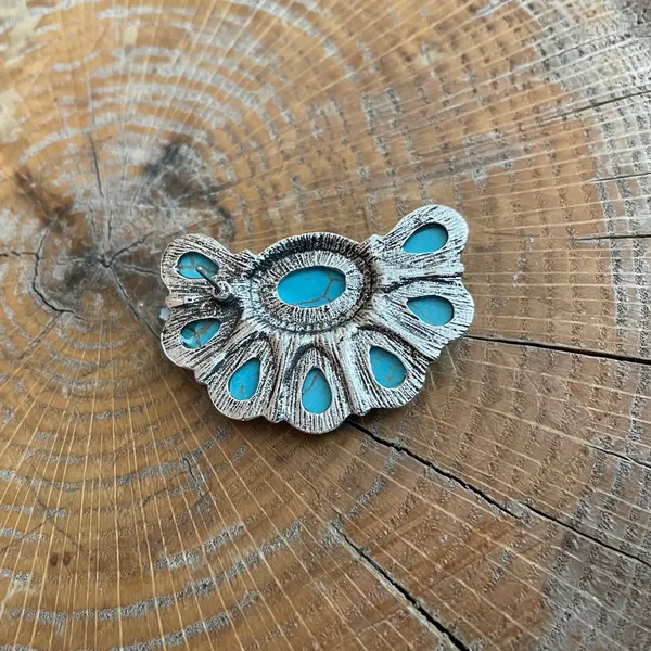 Faux Turquoise Half Cluster Earrings Blue - Image 3