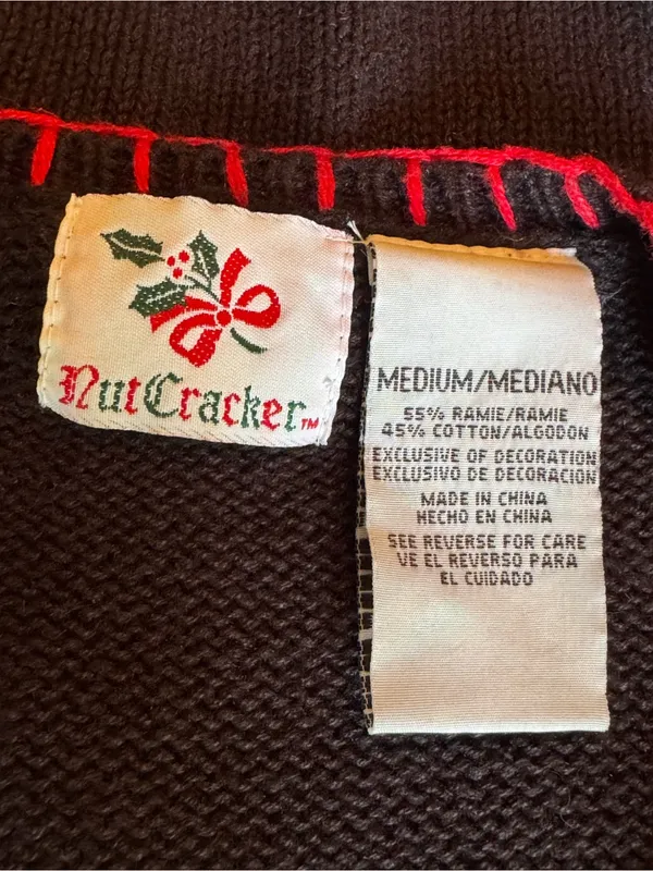Nutcracker Festive Black Christmas Stocking Embroidered Sweater Vest medium - Image 6