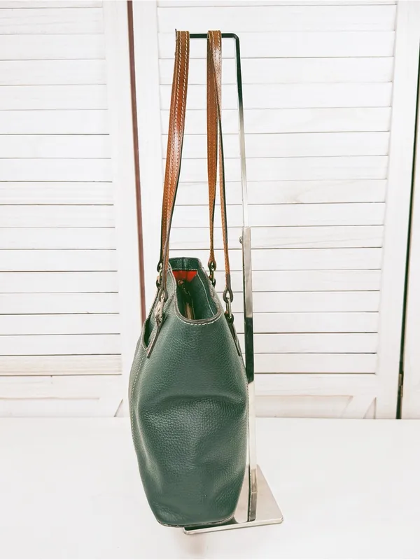 Dooney & Bourke Lexington Small Shopper Tote Bag Pebble Leather Dark Green Sage - Image 2