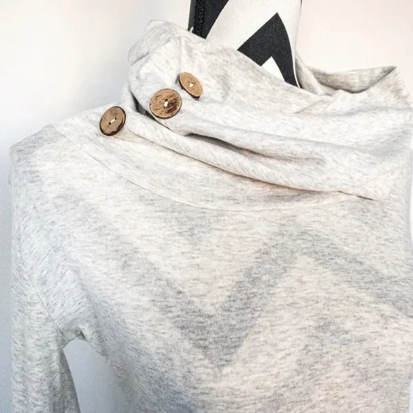 Light Grey Cowl Neck‎ Sweater Sz S Gray - Image 2