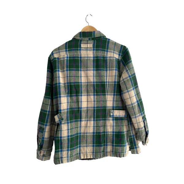 Duluth Trading Co Green Plaid Quilted Flannel Shirt Jacket M Barn Chore Coat - Image 2