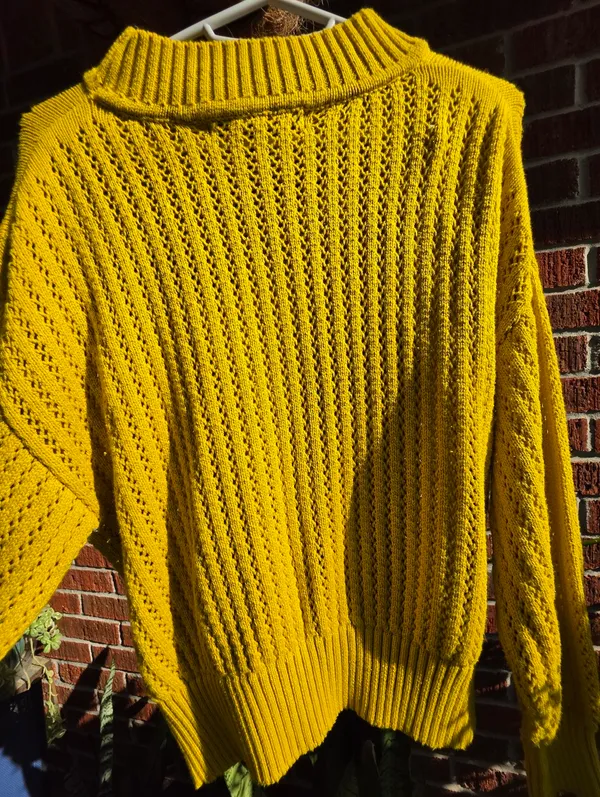 Marc NY Mustard Yellow Open Knit Cotton Sweater Size M - Image 6