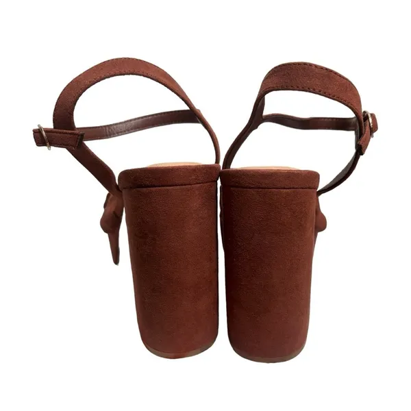 A New Day Sepia Brown Riah Open Toe Ankle Strap Block Heels Women's Size 9.5 - Image 5