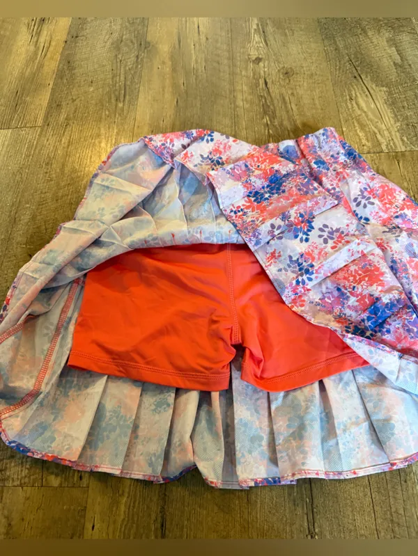 Kyodan Pink & Blue Floral Pleated Golf Skirt XS High Rise - Image 4