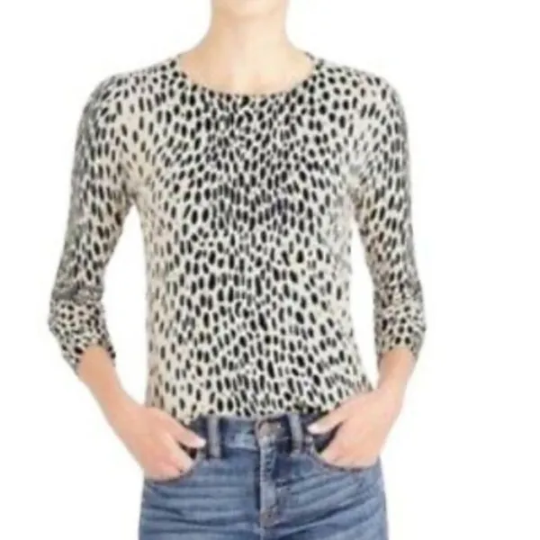 J Crew Mercantile Animal Print Pullover Crew Neck Sweater Top Xs - Image 3