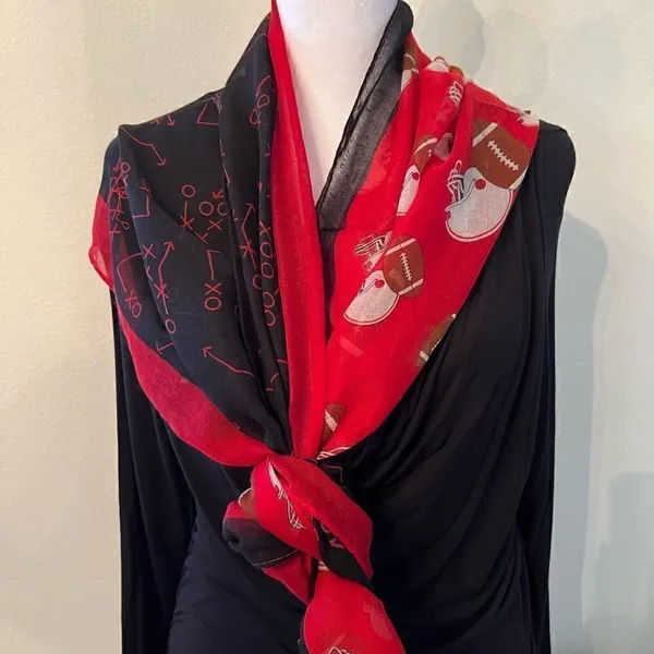 NWT Supia blue and red football theme Infinity scarf - Image 4