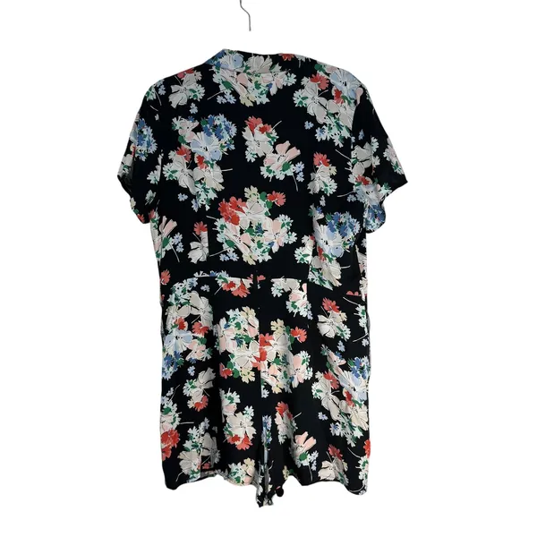 Abercrombie & Fitch Womens Floral‎ Button Front Romper Black XL 159D0493 - Image 9