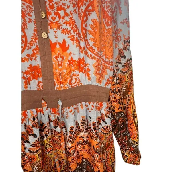 Miss Me Lightweight Floral Paisley Patterned Long Sleeve Dress - Image 3