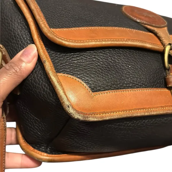 Vintage Dooney & Bourke Black and Brown Leather Bag Equestrian Crossbody - Image 5