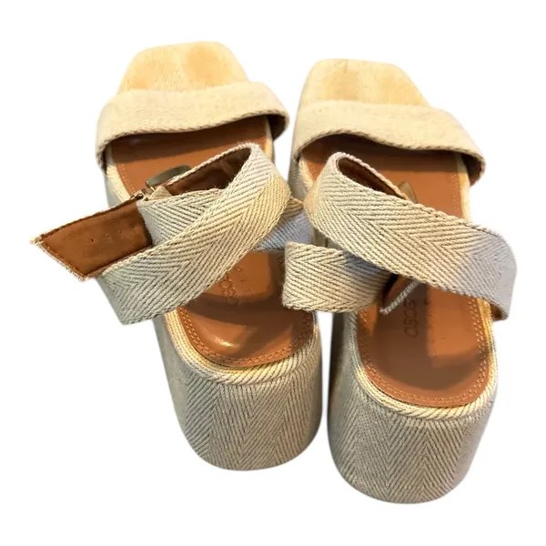 ASOS Design Wide Fit Tati Flatform Sandals Nuetral Size 5 - Image 4