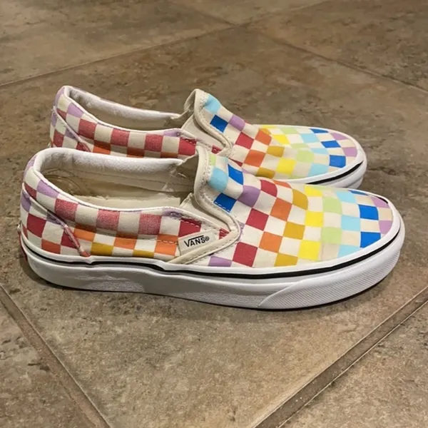 Vans Rainbow Checkerboard Slip-on Sneakers Unisex Size M4 W 5.5 500714 - Image 8