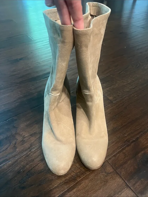 Free People Tan Soft Suede Heeled Boots 9 Made in Italy GUC - Image 8