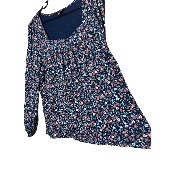 Lucky Brand Blue Floral Pattern Long Sleeve‎ Blouse XL - Image 2