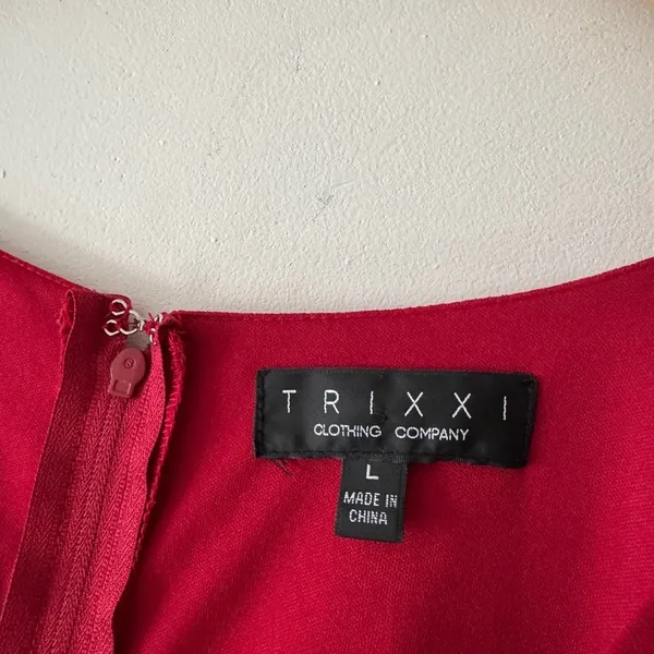 Francesca’s Trixxi Red Long‎ Sleeve Layered Ruffle V Neck Dress - Image 4
