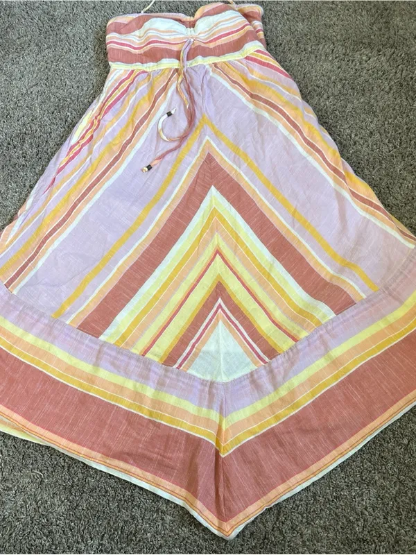Anthropologie Savannah Halter Striped Dress US Women 4 Orange Boho-Style - Image 2