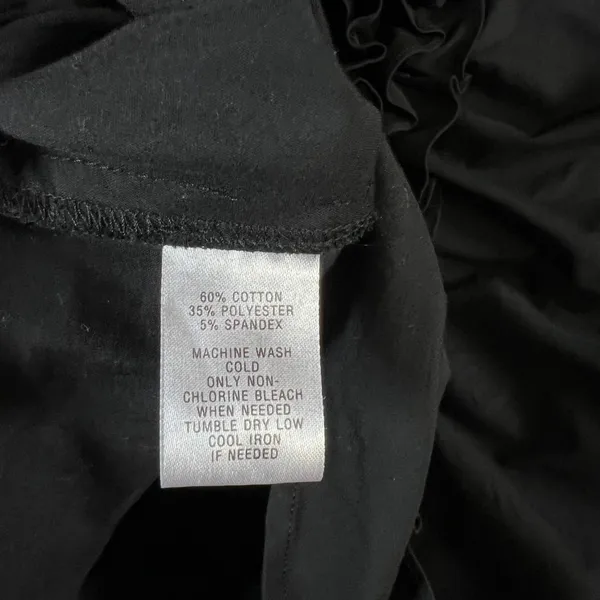 Ann Taylor LOFT Black Ruffle V-Neck Short Sleeve Blouse Top Size 14 - Image 4