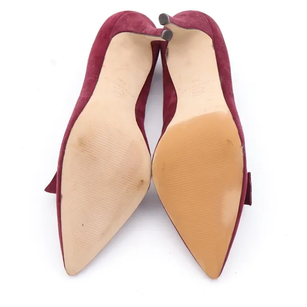 Ann Taylor Pumps Womens 9 Bow Pointed Toe Burgundy Suede Stiletto Good - Image 10